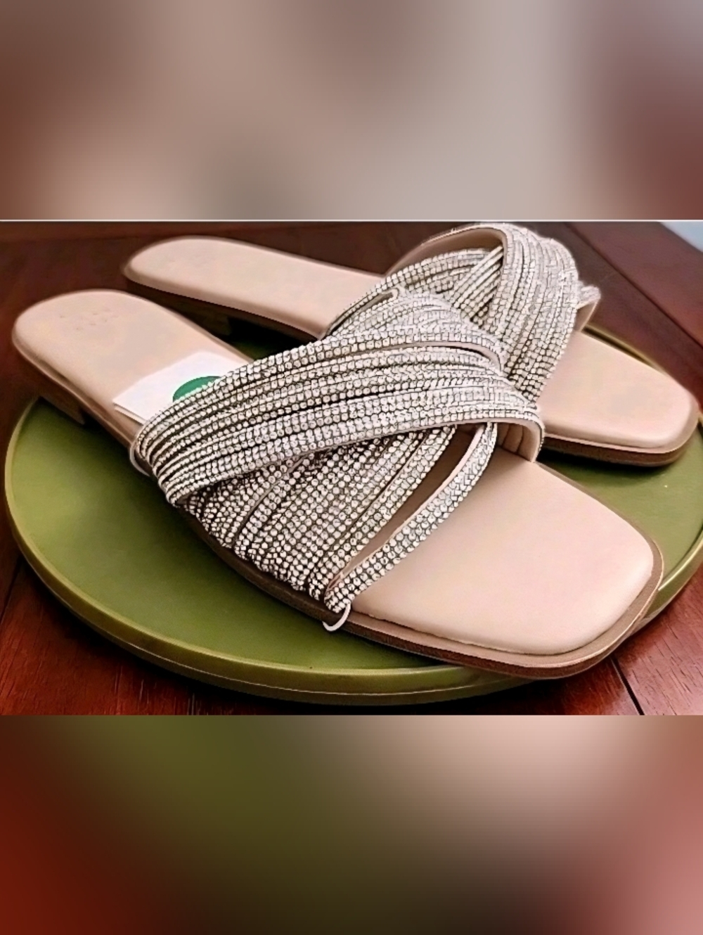 A NEW DAY FELICIA RHINESTONE SLIDE SANDALS COLOR SILVER SIZE US 10 New With Tags